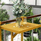 Balcony Railing Table, Folding Hanging Table/Desk, Space Saving 4 Height Adjustable Wood Bar Table for Serving Food, Studying