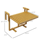 Balcony Railing Table, Folding Hanging Table/Desk, Space Saving 4 Height Adjustable Wood Bar Table for Serving Food, Studying