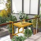 Balcony Railing Table, Folding Hanging Table/Desk, Space Saving 4 Height Adjustable Wood Bar Table for Serving Food, Studying