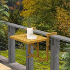 Balcony Railing Table, Folding Hanging Table/Desk, Space Saving 4 Height Adjustable Wood Bar Table for Serving Food, Studying