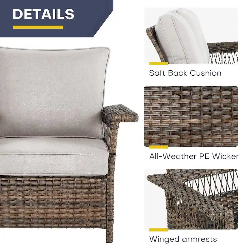 Gymojoy Swivel Rocking Chairs for Patio - Brown