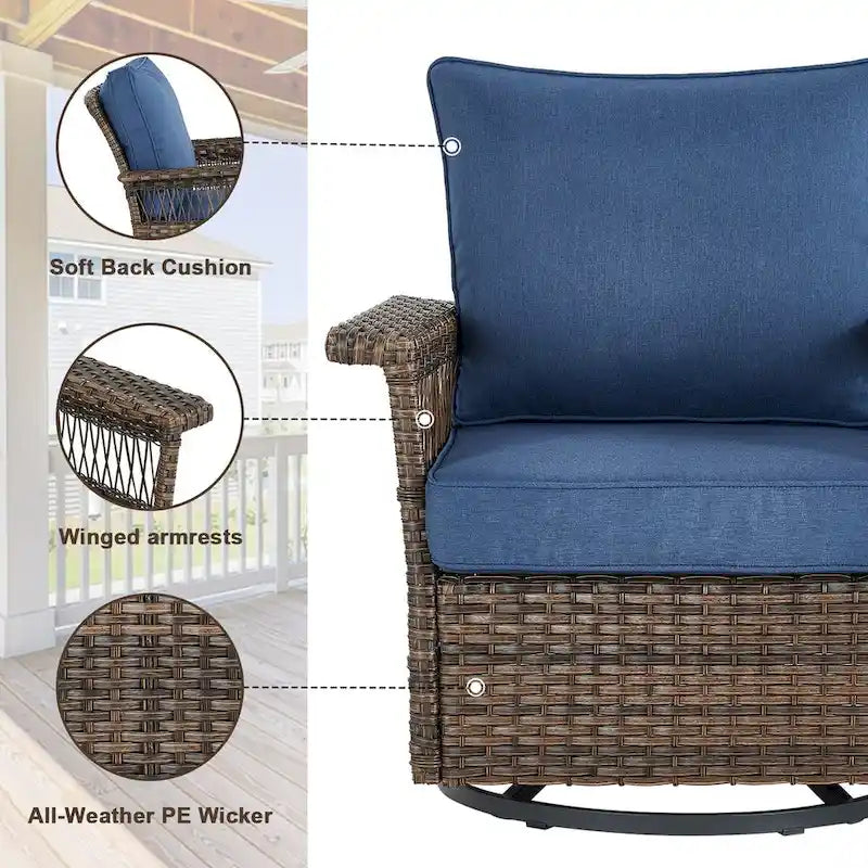 Gymojoy Swivel Rocking Chairs for Patio - Brown