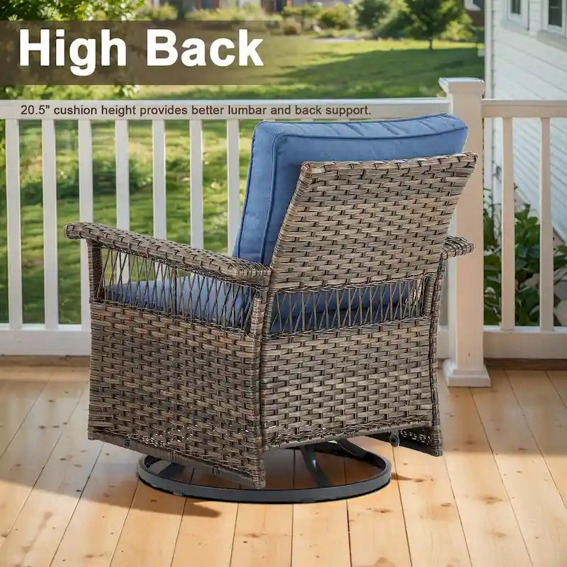 Gymojoy Swivel Rocking Chairs for Patio - Brown