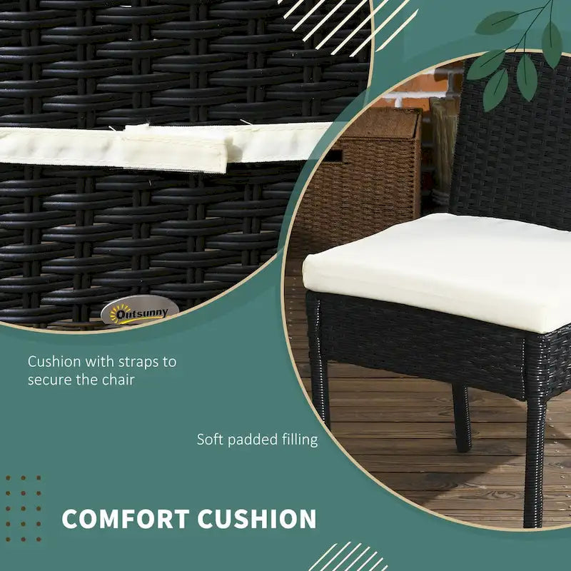 4 PE Rattan Outdoor Dining Chairs with Cushions, Patio Wicker Dining Chairs with Backrests for Porch