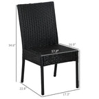 4 PE Rattan Outdoor Dining Chairs with Cushions, Patio Wicker Dining Chairs with Backrests for Porch