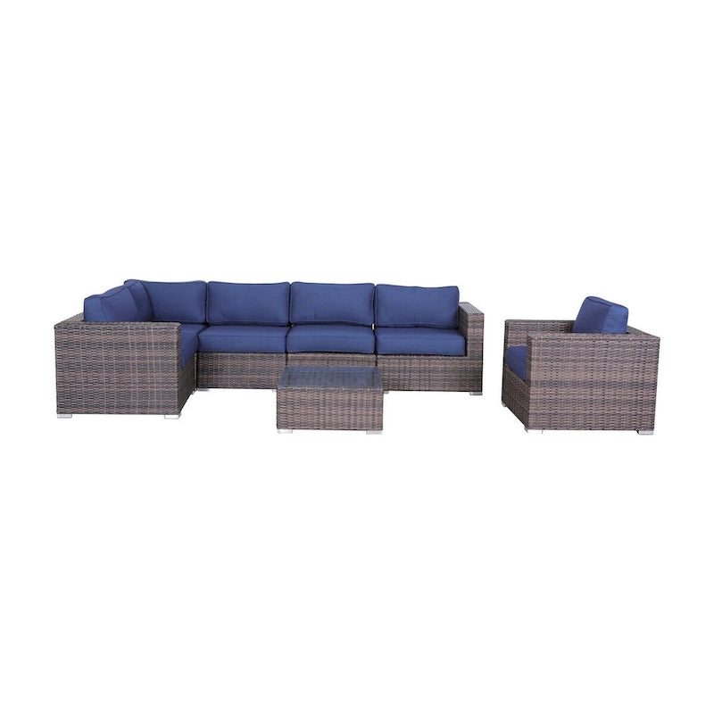 LSI 7 Piece Sectional Seating Group with Sunbrella Cushions