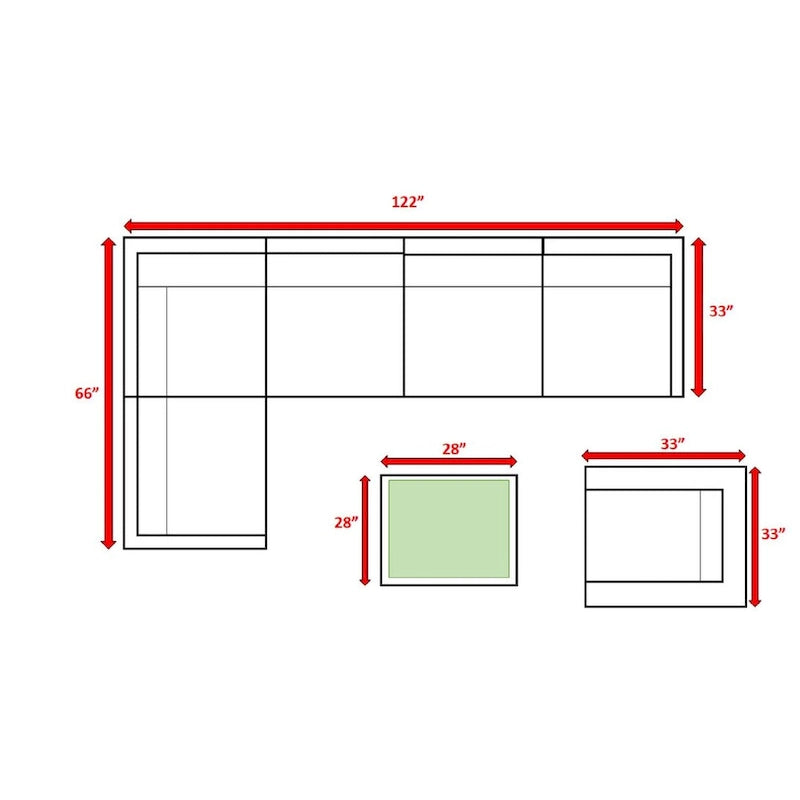 LSI 7 Piece Sectional Seating Group with Sunbrella Cushions