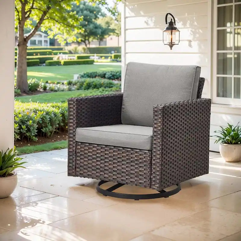 Patio Swivel Glider Chairs Single Chair - Brown