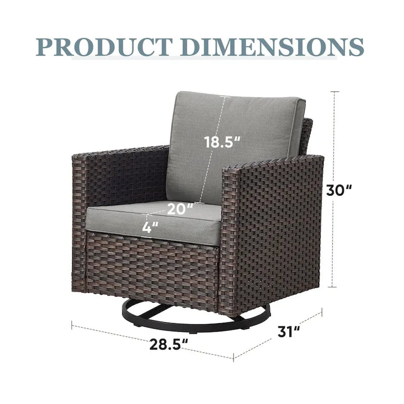 Patio Swivel Glider Chairs Single Chair - Brown