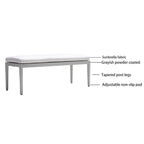 6-Piece Matte White Aluminum Outdoor Dining Set with Grayish Cushions and Umbrella Hole