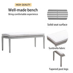 6-Piece Matte White Aluminum Outdoor Dining Set with Grayish Cushions and Umbrella Hole