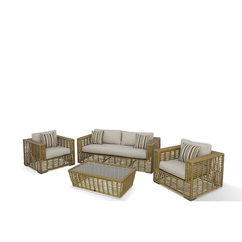Renava Ko Tao Outdoor Glass & Wicker Coffee Table