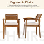 7-Pieces Outdoor Wood Dining Set with Removable Cushions and Bench