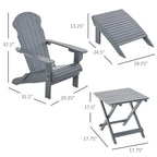 Folding Adirondack Chair w/Ottoman & Side Table,Wooden Fire Pit Chairs