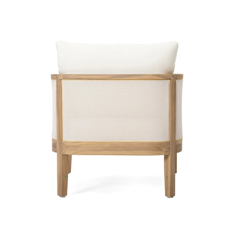 Set of 2,Outdoor Chair,Textilene Patio Furniture,Waterproof Thick Cushion Deep Seating,Weight Capacity 400lbs,Light Teak Finish