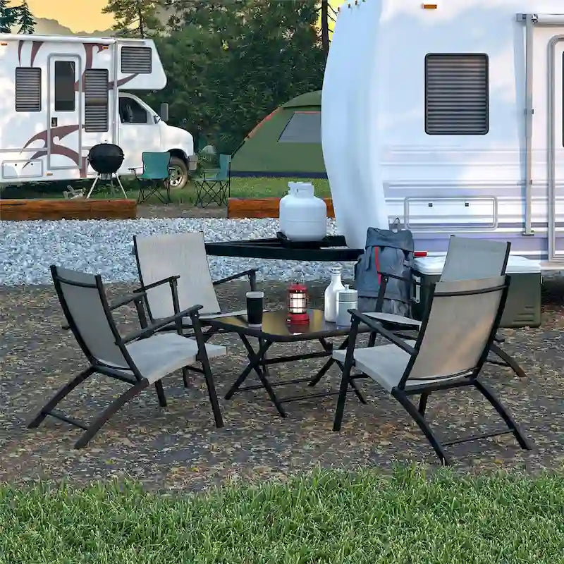 COSCO 5-Piece Outdoor Folding Sling Chat Set
