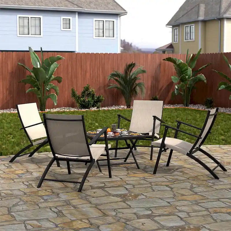 COSCO 5-Piece Outdoor Folding Sling Chat Set
