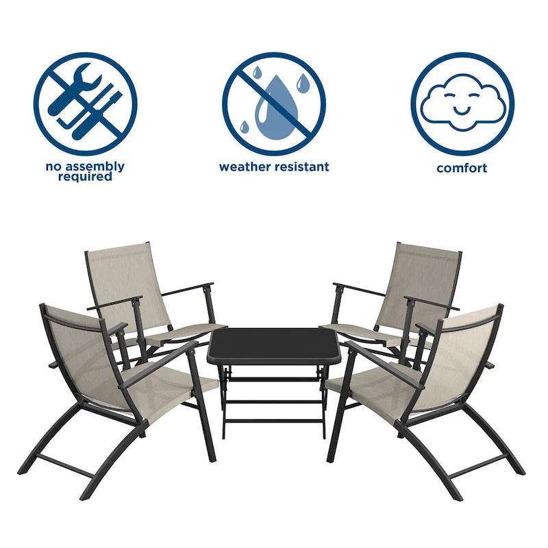 COSCO 5-Piece Outdoor Folding Sling Chat Set