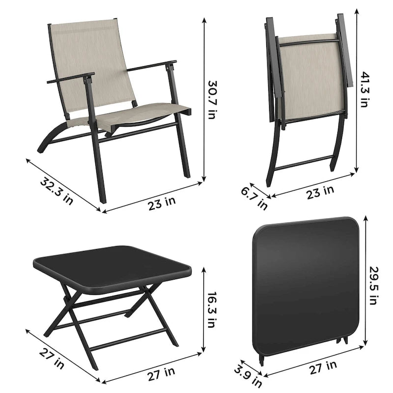 COSCO 5-Piece Outdoor Folding Sling Chat Set