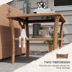 Rattan Side Table,Outdoor End Table with Storage Shelf,Aluminum Frame Square,Coffee Table with Tempered Glass Top