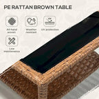 Rattan Side Table,Outdoor End Table with Storage Shelf,Aluminum Frame Square,Coffee Table with Tempered Glass Top