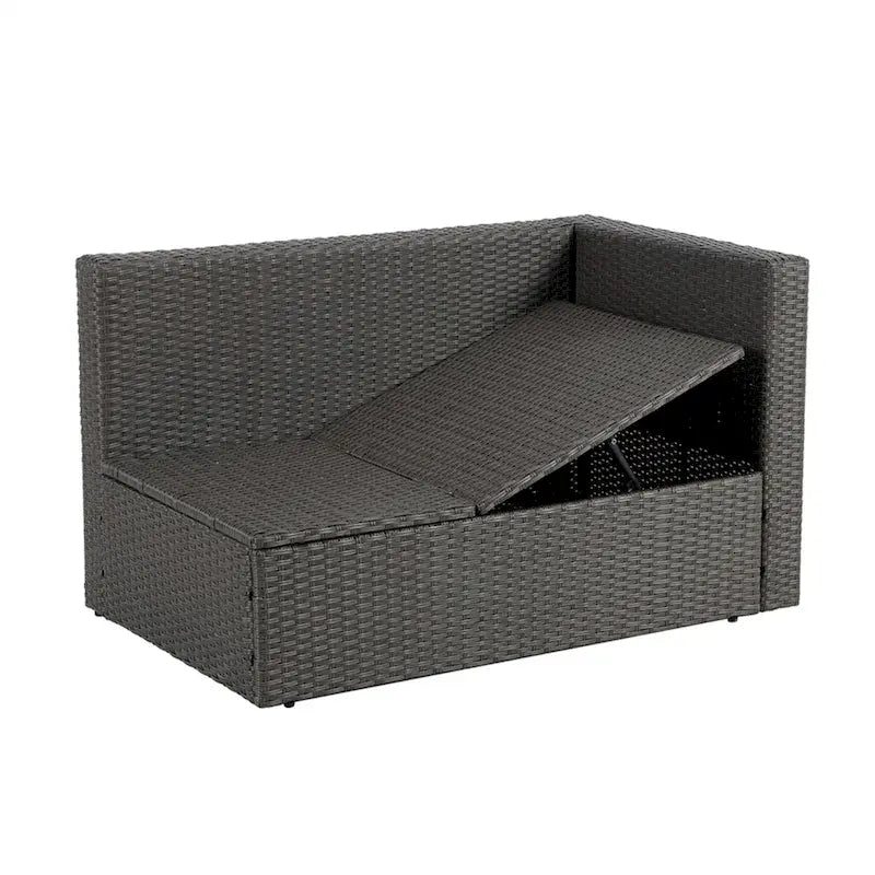7 PCS Set Wicker Seasonal PE Wicker Sofa with Lounger Sofa