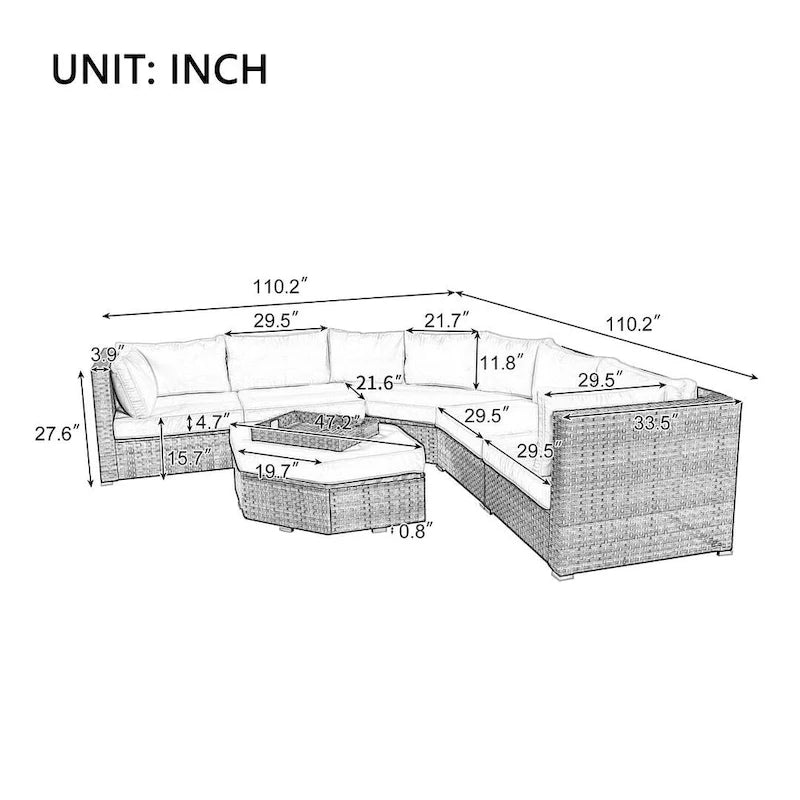 6 PCS Outdoor Patio Furniture Set for 6