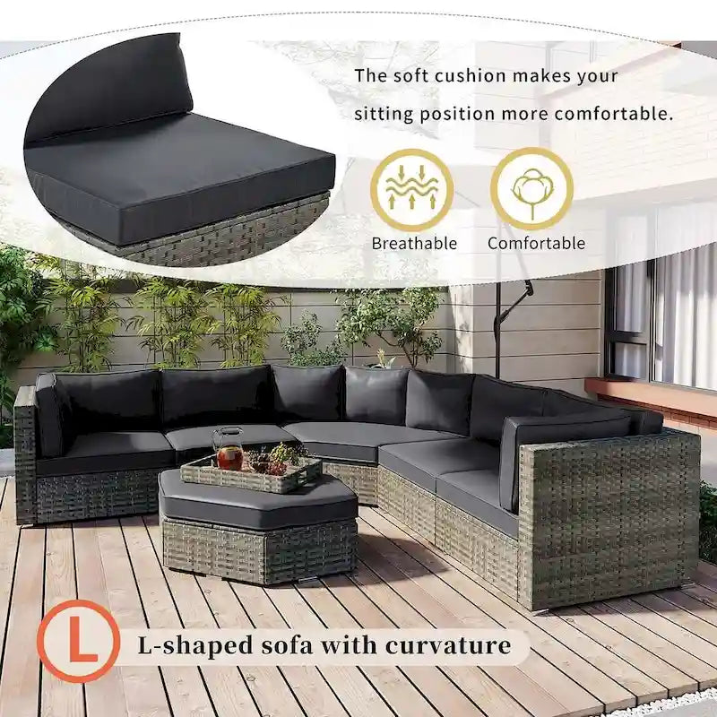 6 PCS Outdoor Patio Furniture Set for 6