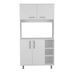 Ralston 7-Shelf 4-Door 2-piece Kitchen Set, Kitchen Island and Pantry Cabinet White and Light Oak
