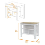 Ralston 7-Shelf 4-Door 2-piece Kitchen Set, Kitchen Island and Pantry Cabinet White and Light Oak