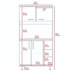Ralston 7-Shelf 4-Door 2-piece Kitchen Set, Kitchen Island and Pantry Cabinet White and Light Oak