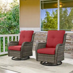 Patio Wicker Swivel Chair Set of 2 - Grey