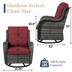 Patio Wicker Swivel Chair Set of 2 - Grey
