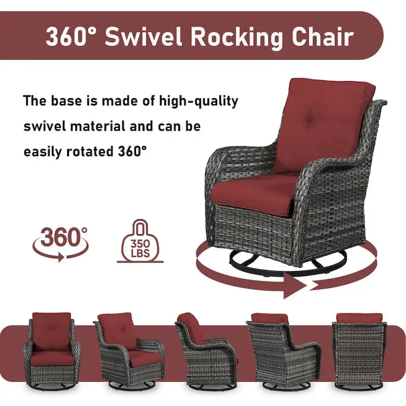 Patio Wicker Swivel Chair Set of 2 - Grey