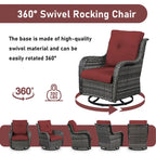 Patio Wicker Swivel Chair Set of 2 - Grey
