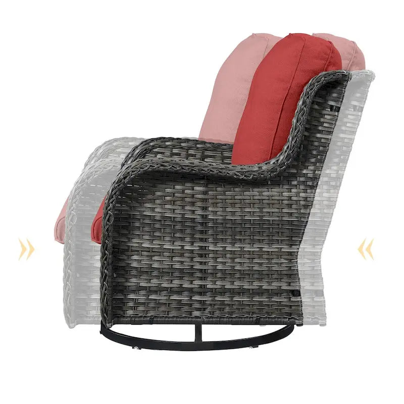 Patio Wicker Swivel Chair Set of 2 - Grey