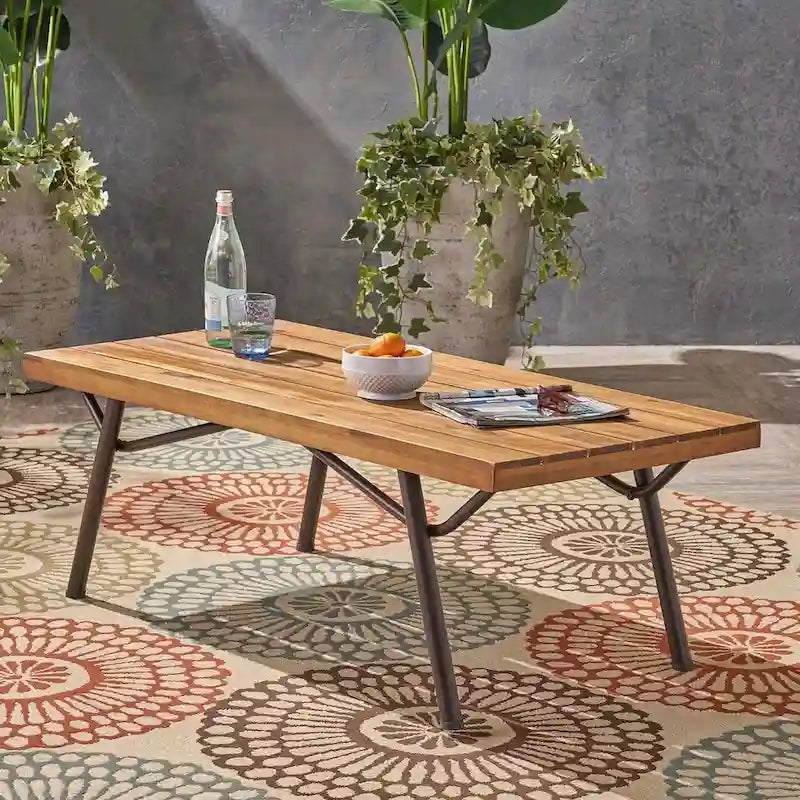 Outdoor Industrial Loveseat with Coffee Table Patio Furniture Set of 2 by Christopher Knight Home