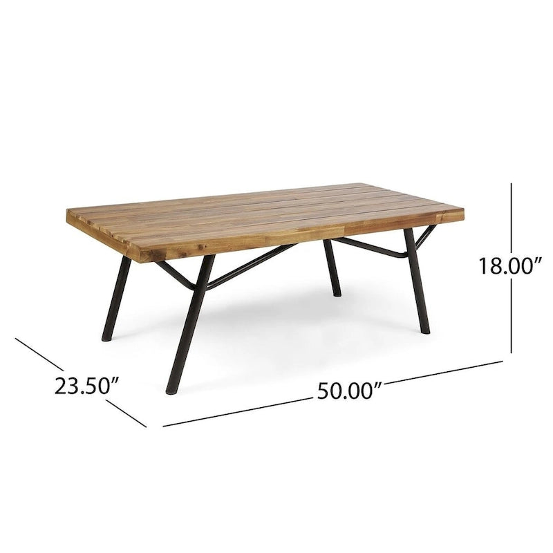 Outdoor Industrial Loveseat with Coffee Table Patio Furniture Set of 2 by Christopher Knight Home