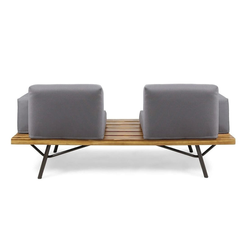 Outdoor Industrial Loveseat with Coffee Table Patio Furniture Set of 2 by Christopher Knight Home
