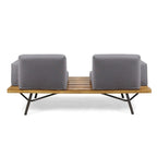 Outdoor Industrial Loveseat with Coffee Table Patio Furniture Set of 2 by Christopher Knight Home