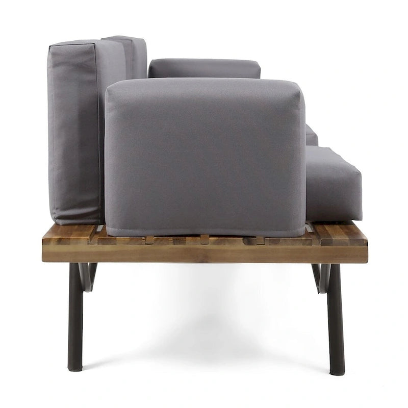 Outdoor Industrial Loveseat with Coffee Table Patio Furniture Set of 2 by Christopher Knight Home
