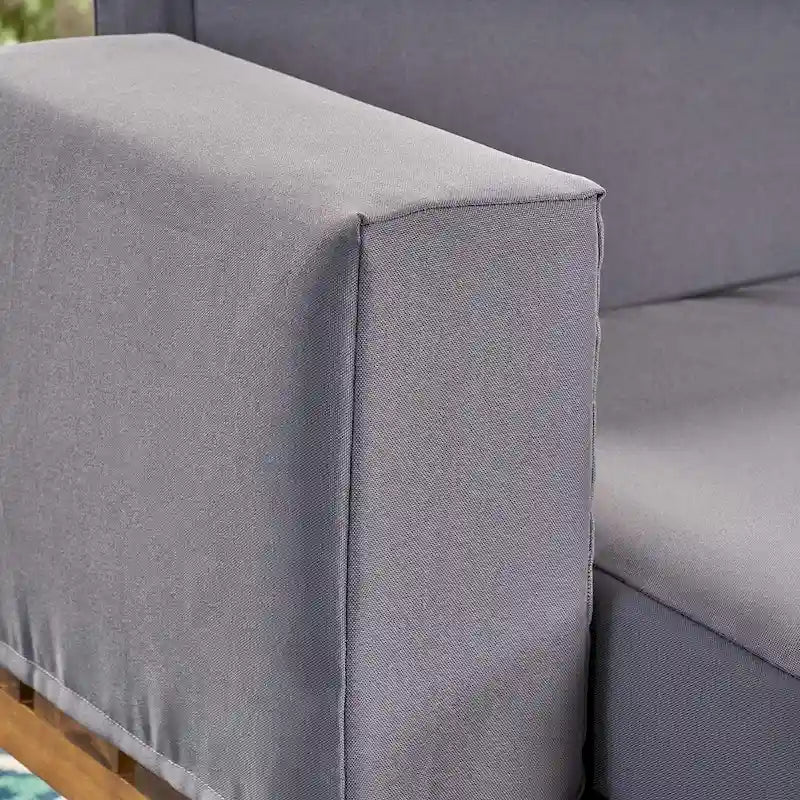 Outdoor Industrial Loveseat with Coffee Table Patio Furniture Set of 2 by Christopher Knight Home