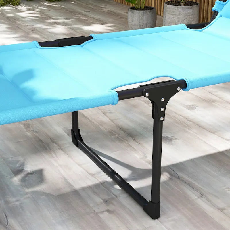 Outdoor Adjustable Backrest Folding Chaise Lounge w/Sunshade Roof