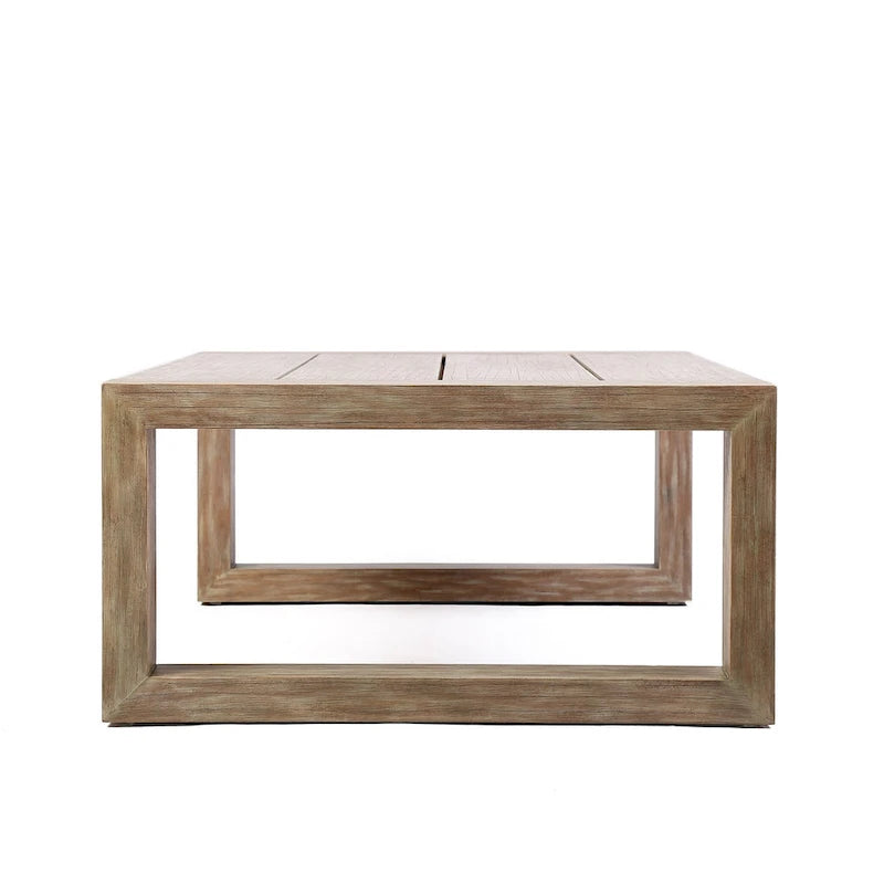 Wooden Outdoor Coffee Table with Plank Design Top, Gray