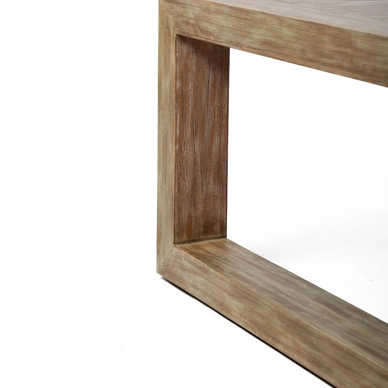 Wooden Outdoor Coffee Table with Plank Design Top, Gray