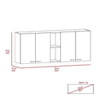 Sierra 7-Shelf 4-Door 2-piece Kitchen Set, Upper Wall Cabinet and Kitchen Island White and Light Oak