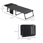 Portable Folding Sun Lounger with Adjustable Back and Removable Pillow