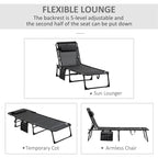 Portable Folding Sun Lounger with Adjustable Back and Removable Pillow