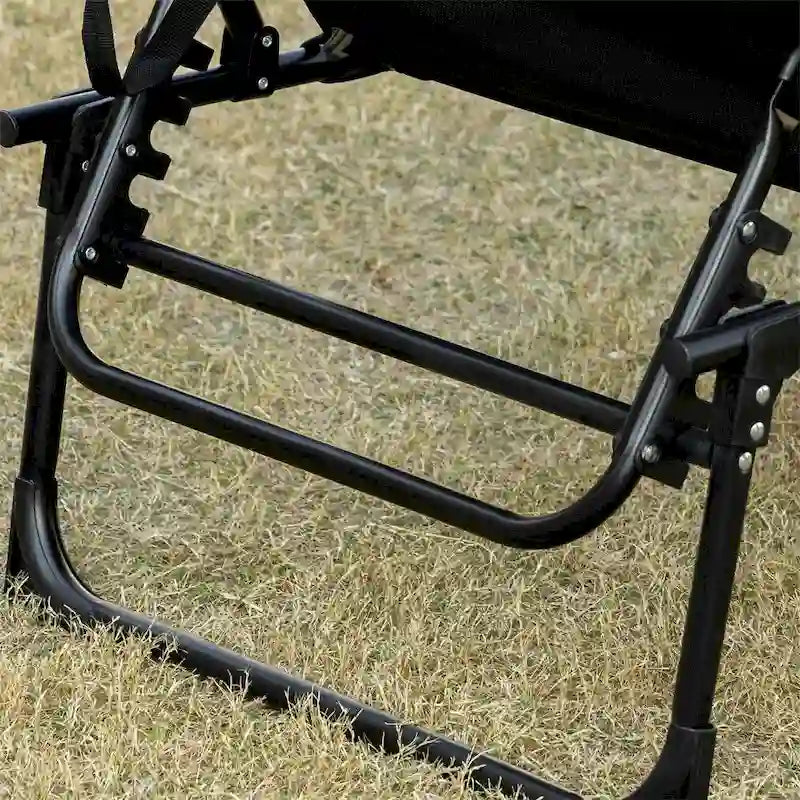 Portable Folding Sun Lounger with Adjustable Back and Removable Pillow