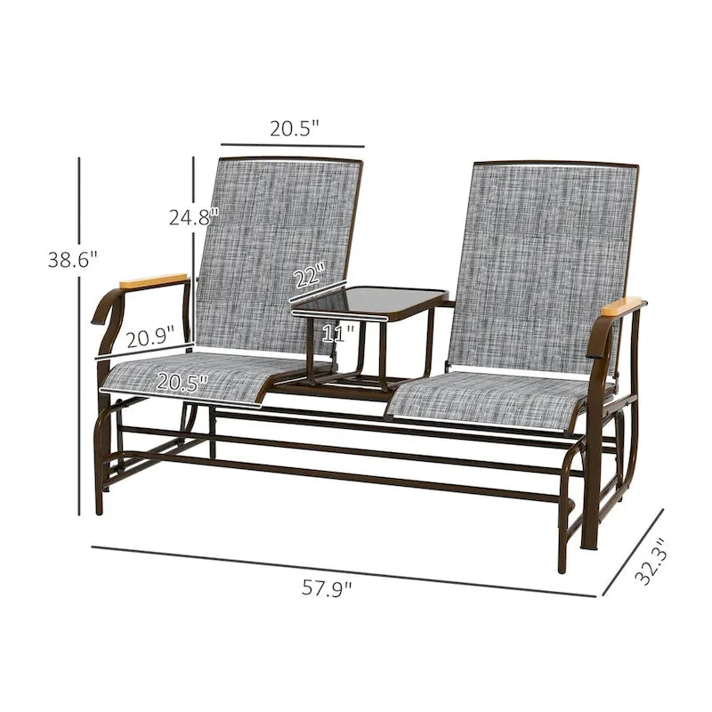 2 Person Outdoor Glider Bench, Patio Swing Glider Chair Loveseat